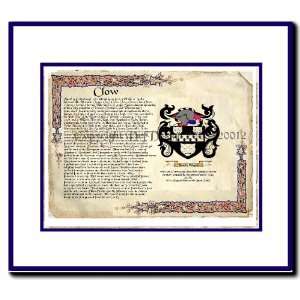  Clow Coat of Arms/ Family History Wood Framed