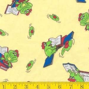   Flannel Smart Frog Yellow Fabric By The Yard Arts, Crafts & Sewing