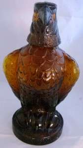 COLLECTABLE AMBER BROWN EAGLE BIRD GLASS WHISKY WHISKEY DECANTER 