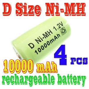4x D Size 10000mAh NiMH Recycle Rechargeable Battery  