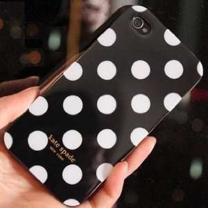 Designer White Polka Dot Black Iphone 4 Hard Case of TOP Quality (Non 