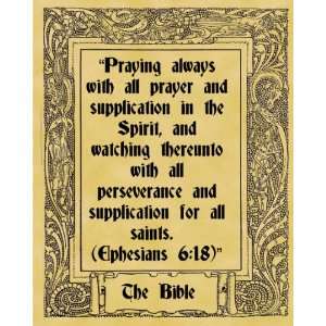   Poster Bible Quotation Praying Ephesians 6 18
