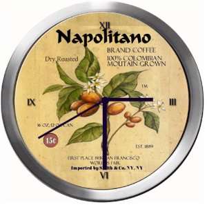  NAPOLITANO 14 Inch Coffee Metal Clock Quartz Movement 