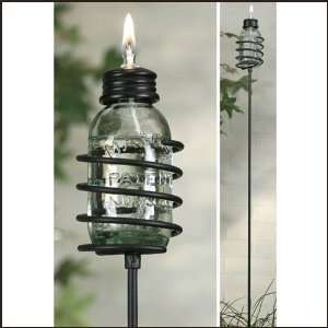  Mini Mason Jar Oil Lamp Garden Stake, Set of 2