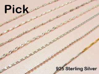   Sterling Silver Stamped Various Style Link CHAIN NECKLACE ~Gift ideal