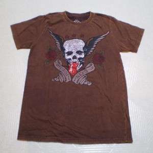 Rolling Stone Skull Wing Rose Mens T Shirt / M / NEW  