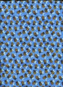 BUGGING OUT BUMBLEBEES BLUE~ Cotton Quilt Fabric  