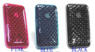 Diamond Silicone Skin Case cover for iphone 3G 3GS bule  