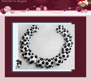 Lampwork Glass Beads Bumpy Black White Spacer 9mm 16 Beads (#p2 