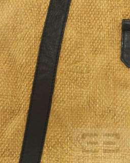 Valentino Natural Straw & Black Leather Tote Bag  