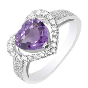 Heart Shaped Purple Amethyst Ring