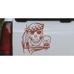 Indian Skull Skulls Car Window Wall Laptop Decal Sticker    Brown 8in 