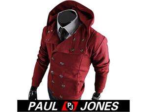 Mens Casual Hoodie Jackets double Pea Coats XS S M L Outerwear 4Colors 