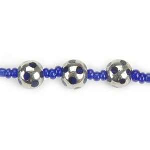  Blue Moon Machine Cut Dot Strung Glass Beads   14 Inch 