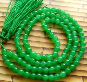 108 Green Jade Beads Buddhist Prayer Mala Necklace  