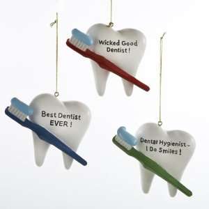   Funny Dentist Tooth and Toothbrush Christmas Ornaments