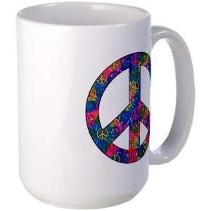  Large Mug Coffee Drink Cup Peace Symbols Inside Tye Dye 