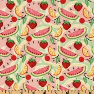  44 Wide Kitchen Capers Fruit Toss Pink Fabric By The 