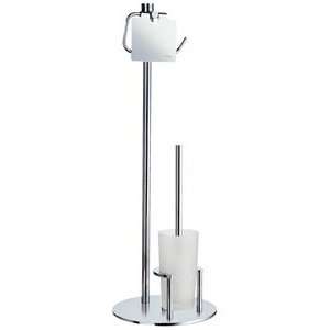 Outline Toilet Roll Holder with Lid and Toilet Brush Finish Brushed 