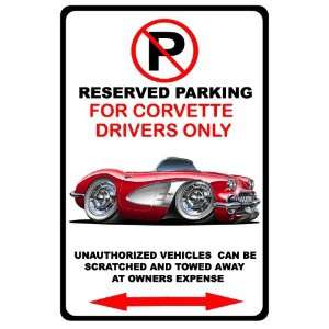   60 Chevrolet Corvette Muscle Car toon No Parking Sign 