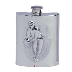    6oz Pewter Hip Flask Stamped Rugby Scene Patio, Lawn & Garden