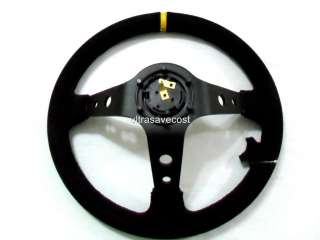 350mm Rally 4 Deep Dish Black Suede Steering Wheel  