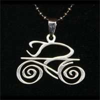 Tribal Bicycle Pendant Charm necklace   stainless steel, silver bike w 