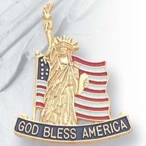 Statue of Liberty   God Bless America   Flag Pin  