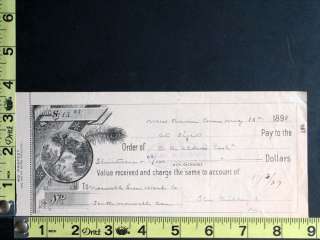 1898 Check / Receipt Merchants National Bank, New Haven  