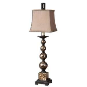   Lamp In Stainless Steel Base w/Bronze Finish, Black Metal Accents