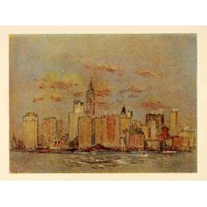 1909 Pennell New York City Battery Skyline NYC Print   Original Print
