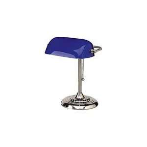 Ledu Traditional Bankers Lamp with Blue Shade