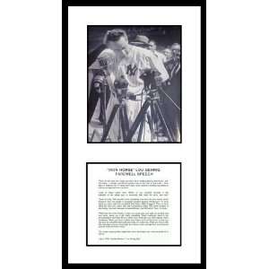 Lou Gehrig Framed Photo with Farewell Retirement Speech at Yankee 