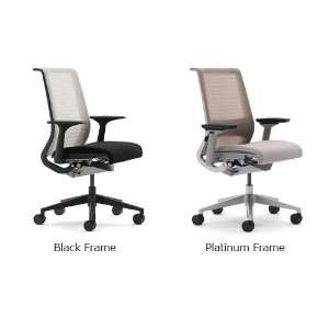 Steelcase Think 465 Work Nickel Chair, 3 D Knit Back, Adjustable Arms 