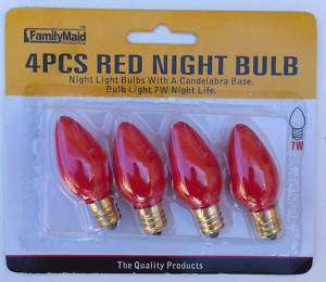 RED CANDLE LIGHT BULBS WITH CANDELARBRA BASE 7W  