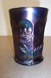   Northwood Oriental Poppy Tumbler in Amethyst Beautiful Carnival Glass