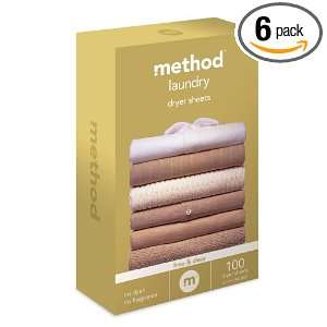 method Dryer Sheets, Free & Clear, Case Pack, Six   100 Count Boxes 