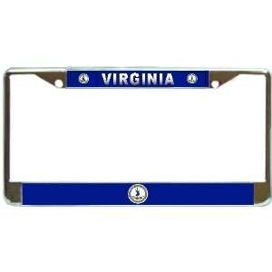  Virginia Va State Flag Chrome Metal License Plate Frame 