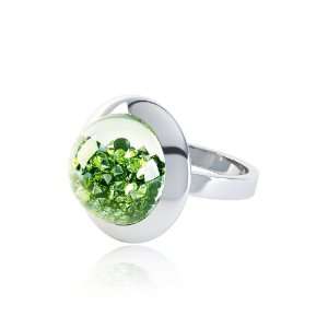  Stardust 5.0Ct Peridot 20mm Sapphire Dome Silver Ring 9 