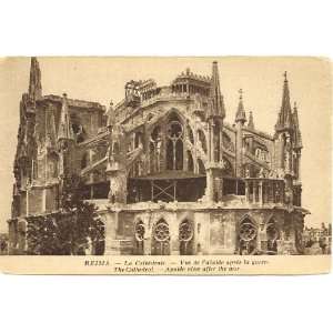   View of the Cathedral in the aftermath of World War I   Reims France