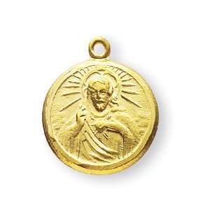  Small Round Scapular Medal w/18 Chain   Boxed 14k Gold 