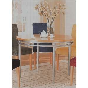   Modern Maple Finish Wood Dining Table w/Metal Legs Furniture & Decor
