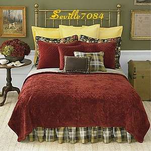 QUEEN/Full Cranberry Red QUILT~Velvet~ CARDIFF~American Living, Cotton 