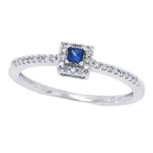  0.10ct Princess Cut Genuine Sapphire Promise Ring with 