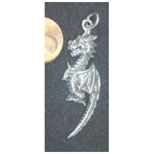   Sterling Silver Celtic Dragon Pendant Wicca Necklace 