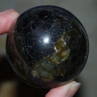 59mm FLASHY LABRADORITE SPHERE Crystal Ball w/ Hematite Ring 