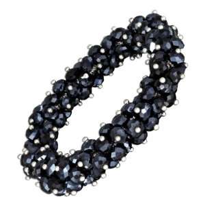  7 inch Dangling Black Crystals Stretch Bracelet. Jewelry