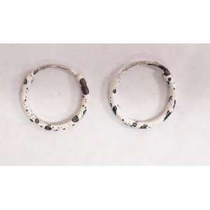  White & Black Splattered Huggy Hoop Earrings 12mm 
