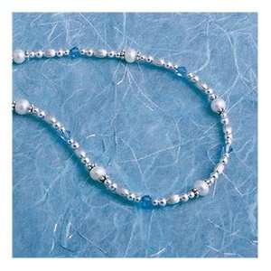  Splash of Blue Pearl & Silver Necklace 