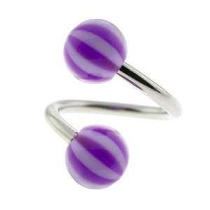  Spiral Twister   Violet Beach Ball Belly Button Ring 